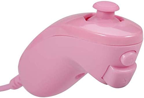 Poulep 2 Packs Gesture Controller and Nunchuck Joystick with Silicone Case for Wii Wii U Gamepad Console (Pink and White)