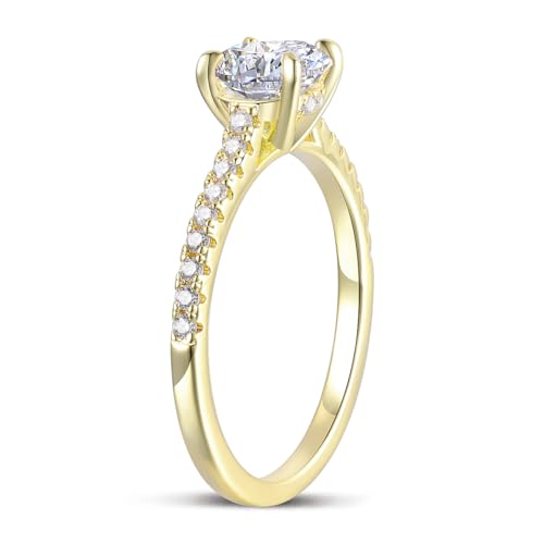 14k Gold Engagement Rings 1.0 CT Round Cut Moissanite Promise Ring for Women3