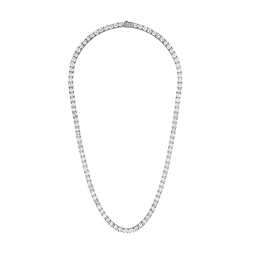 Bulova Jewelry Men's Black Rhodium Plated Sterling Silver Tennis Necklace inset with 5mm White Topaz Tennis Necklace, Length 22" Style:BVC1021-WSWTO2