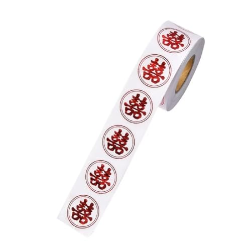 1 Roll 500Pcs Chinese Wedding Ceremony Sealing Sticker Round Paper Cut Self-Adhesive Labels Chinese Traditional Wedding Stickers,Wedding Ceremony Festival Gift Tags Seals for DIY Gift