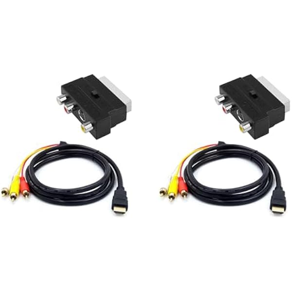 2X 1080P, Kompatybilny z, Męski Kabel S-Video do 3 AV Audio Adapter w/SCART do 3 Phono