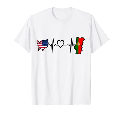 Bandera portuguesa americana de Estados Unidos, latido del corazón de Portugal Camiseta