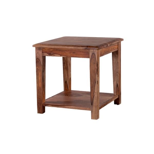 IThree Solid sheesham Wood Sitting Stool 15 Inches for Home | Wooden Square Stool Sheesham Wood Table for Bedroom Outdoor Office & Multipurpose use in Natural Finish 1