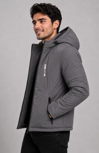 Image of SANE Men's Hooded Puffer Jacket, Quilted Winter Coat, Warm and Lightweight, Detatchable Cap