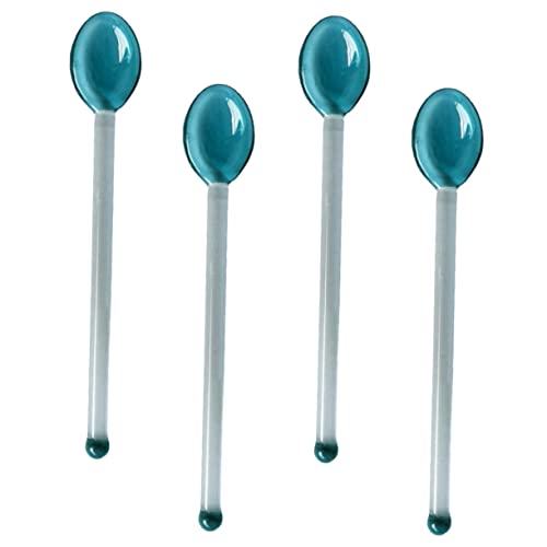 PartyKindom 4 piezas Cucharas de Café de Vidrio Mango para y Café Aptas para Hogar y Restaurantes Fabricadas Vidrio de Alimenticio Color Verde Oscuro