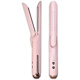 Karma Beauty Breeze Flat Iron Hair Straightener | Dual Hair Iron for Straightening & Curling for All Hair with 2 in 1 Gold Titanium Plate, Negative Ion and Far Infrared Technology Auto Shut-Off (Pink)