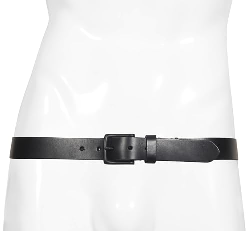 Men's 1.25 Inch Flat Strap Leather, Casual Belt with Matte Metal Buckle2