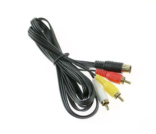 Câble audio/vidéo AV pour Sega Saturn cordon RCA de 1,8m aux connecteurs dorés