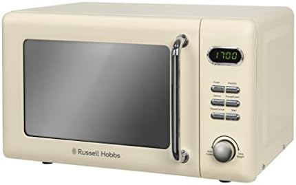 Russell Hobbs RHRETMD706C 17 L 700 W Cream Compact Retro Solo Digital Microwave with 5 Power Levels, 8 Auto Cook Menus, Clock and Timer, Defrost Setting, Easy Clean
