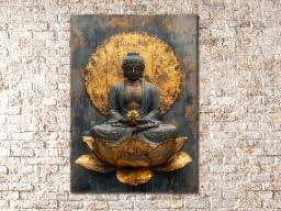 Toile Bouddha doré peinture rétro zen pour illuminer les murs de votre salon