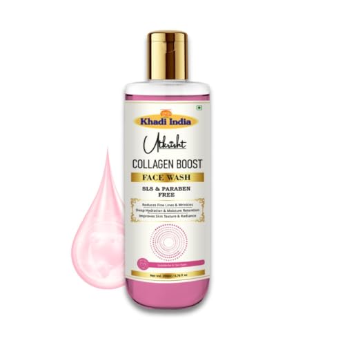 Image of Khadi Collagen Face Wash Cleanser 200ml | Hyaluronic Extract & Vitamin C | For Fine Lines, Wrinkles, & Skin Dullness | For Glowing Skin | SLS & Paraben Free | All Skin Types | Men & Women