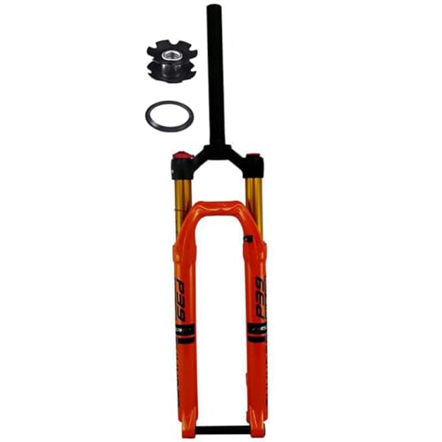 1-1/8'' Gerader Rohr Mountain Front Gabel Bike Luftfedergabel 27.5 29 Zoll Fahrrad Vordergabel Federweg 120mm Steckachse 100×15 Scheibenbremse Manuell Fernverriegelung (Color : Orange Manual, Size :