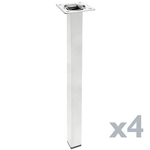 Preisvergleich Produktbild PrimeMatik - Quadrat Tischbeine für Schreibtische Schränke Möbel aus verchromt Stahl 75cm 4-Pack