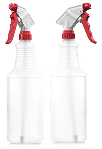 BAR5F Empty Plastic Spray Bottle (2 Pack, 32 oz, All-Purpose) Chemical Resistant Professional Heavy Duty Adjustable Fine Mist Sprayer