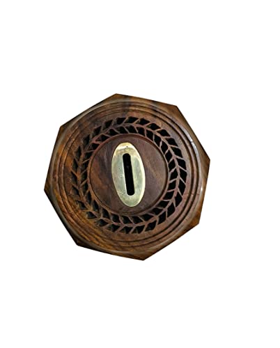 Image of Sheesham Wood Hand Crafted Master Size Large Piggy Bank | Gullak for Adults | Money Bank | Wooden Coin Bank for Boys and Girls - Open from Bottom Screw Plate- 7.5inch