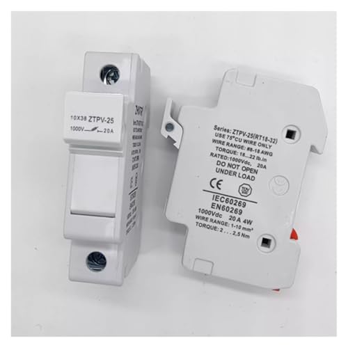 Porte-fusible ZTPV-25 DC 1000V et lot de fusibles ZTPV25 10A pour rail DIN