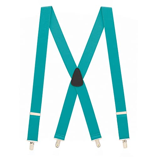 Suspender Store Solid Color Suspenders - 1.5-Inch Wide Elastic Straps - X-Back - Clip - 42
