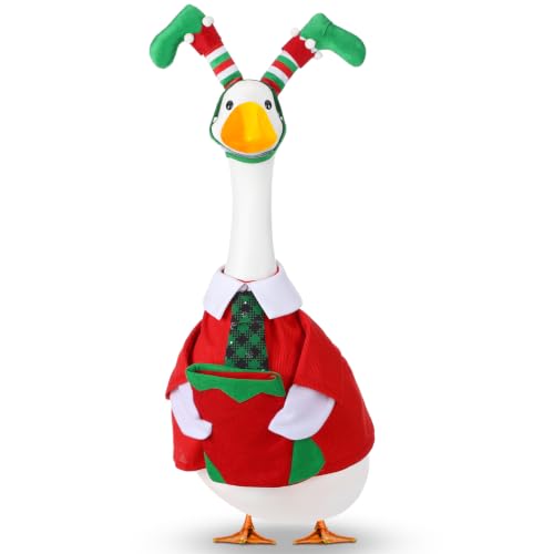 Abbylike Christmas Porch Goose Outfit Elf Costume for 23 Inch Goose Statue
