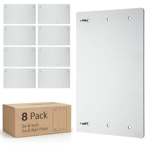 Silkfly 8 Pcs 5x8 Inch Nail Plates for Wood Studs Galvanized Steel, Silver