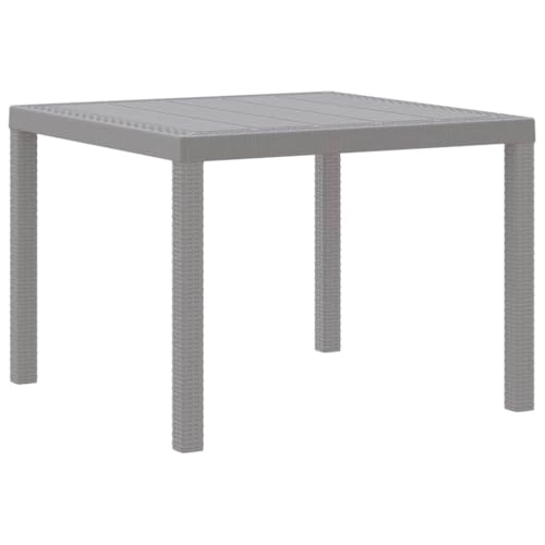 vidaXL Table de Jardin Gris Clair 100 x 100 x 73 cm polyrotin, Table de Jardin Moderne en Poly rotin Durable, rectangulaire, pour extérieur, mobilier de Salle...