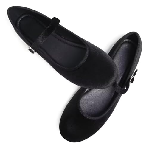 Image of TN TANGNEST Women's Velvet Flats Round Toe Ballet Shoes | Elegant Bowknot Flats Comfortable Casual Slip On Flats for Work