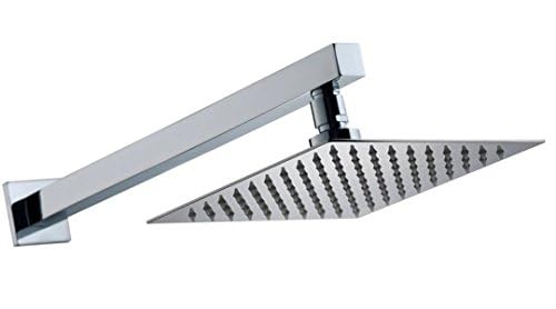 Image of ZAP Ultra Slim Square 307 Grade Stainless Steel 8 Inch Shower over Head Shower Rust Free and Long Lasting Self Clean Nozzle with Arm Combo (15 Inch Arm)