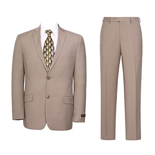 Mens 2 Piece Suit Slim Fit Two Button Solid Business Jacket Blazer & Pants Set