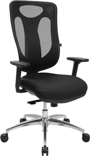 TOPSTAR Bürostuhl Net Pro 100, mit Armlehnen, Punktsynchronmechanik, Bandscheibensitz, Netzrücken, schwarz/alusilber