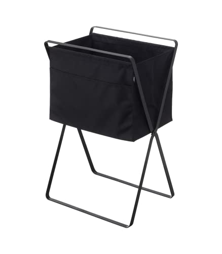 Yamazaki Home Tower Folding Laundry Basket, Collapsible Clothes Hamper Bin With Removable Polyester Bag And Side Pocket, 27.6" - Steel - 9.8 Gallons, 35 Liters #TOP8