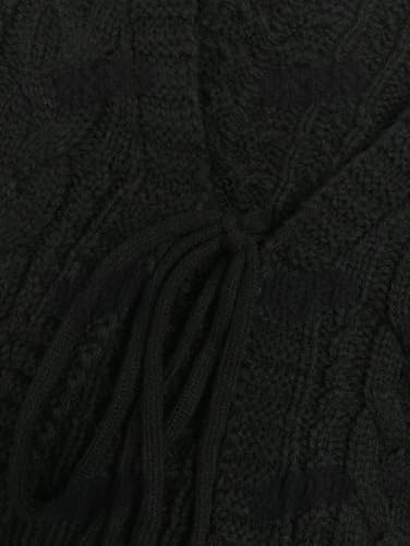 Image of ZAFUL Women's Tie Front Crop Cardigan Sweater V-Neck Lantern Sleeve Open Front Loose Casual Knitwear