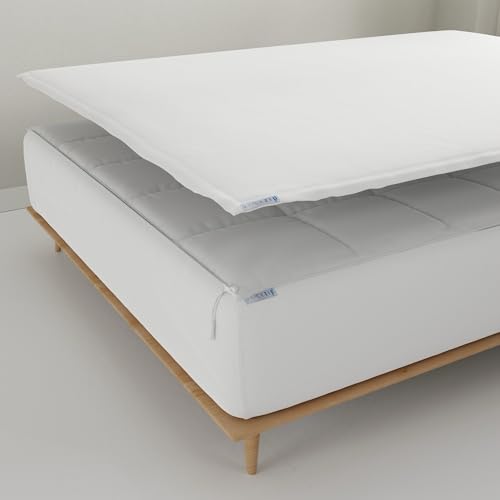 Image of QuickZip Fitted Plus Spare Bundle: 1 Fitted Sheet (Base + Zip Sheet) & 1 Zip Sheet - Easy to Change, Won't Pop Off - Soft Sateen 400 TC 100% Cotton - 15 inch Deep Pockets RV King Size - White