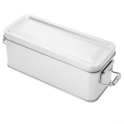 Contenedor de metal rectangular con tapa y cierre de hebilla segura para galletas, té, pasteles, caja de hojalata para cocina y uso doméstico (S)