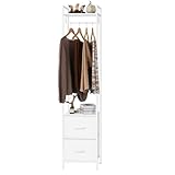 Clothes Rack with Drawers Heavy Duty Garment Rack with Fabric Drawers and Storage Shelves Freestanding Clothing Rack for Bedroom Entryway Living room White