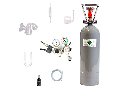 Hiwi CO2 Anlage 2000 Ultimate mit Doppelkammerdruckminderer, festmontiertes Magnetvetil Nachtabschaltung, Glaskomponenten, Druckminderer (Made in Germany), 2 KG CO2 Mehrwegflasche, gefüllt, NEU Cover