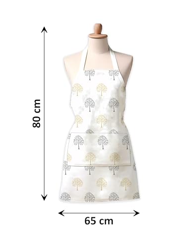 Image of Yaanthiv's Printed Cotton Kitchen Aprons | Unisex Aprons for Men and Women perfect for Home Kitchen, Restaurant, Coffee house, Cooking, Bar, Salon | Washable | Large Storage Pocket | Set of 2