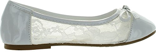 Jelly Beans Poss Kid's Big Girl Fashion Mesh Bow Ballet Flat Shoes,White,102