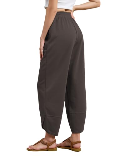 Viracy Womens Baggy Wide Leg Pants Casual Cross Elastic Waist Palazzo Wrap Hem Harem Pants with Pockets3