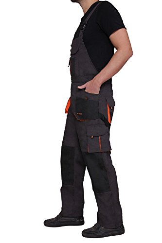 Foto von ART.MAS Latzhose Arbeitshose Classic Handwerker KFZ Gärtner Mechaniker 270g/m2 (52, Graphit/orange)