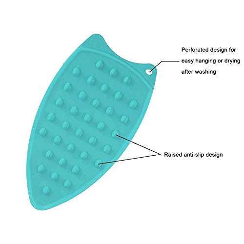 Sygile Pack of 2 Assorted Color Multi-Function Heat Resistant Silicone Mat Rest Pad for Ironing Board Steamer Iron - Mint Green