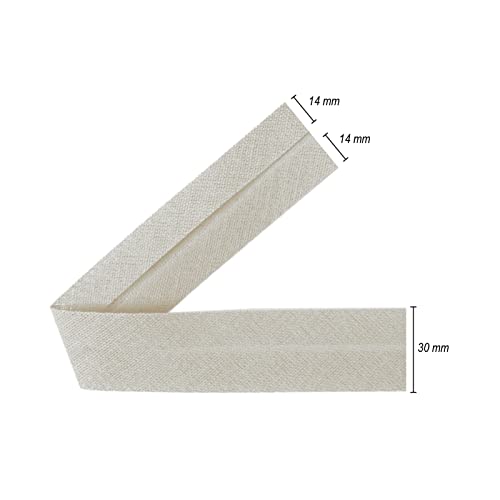 TEXTEX = 30mm Wide Bias Binding Tape. 50% Cotton and 50% Polyester. 10m Piece - (Light Gray) - Image 3
