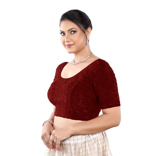 Image of Stay On Trend: Fashion Readymade Blouses for Women,Round Neckline Terry Jacquard Fabric.