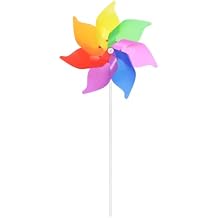 HARFINGTON Rainbow Pinwheels 15.4 Inch 7 Leaves Plastic Windproof Waterproof Wind Mills Spinners Windmills for the Yard Garden Lawn Patio Outdoor Decor Party Decorations, Colorful