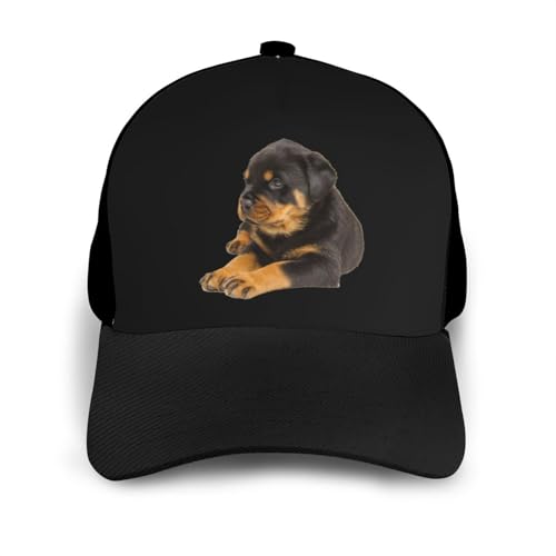 Lovely Rottweiler Unisex Classic Adjustable Curved Brim Baseball Cap, Trucker Hat3