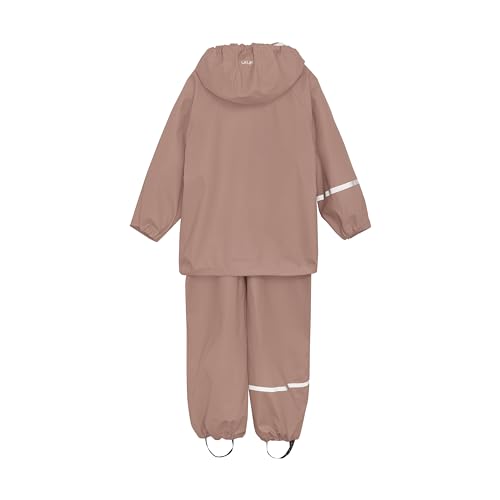 Image of CeLaVi European Kids Rain Suit for Boys Girls with Detachable Hood, Waterproof 2 Pcs Rain Jacket w /Pants or Dungarees