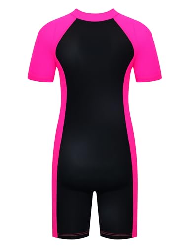 Image of Girls One Piece Swimsuit UPF 50+ Rash Guard with Front Zipper for Ages 3-14
