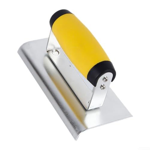 Paleta de yeso de hormigón de acero inoxidable con mango ergonómico para un acabado de cemento suave, extremos curvados y radiada para bordes