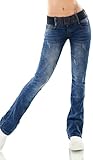 Label by Trendstylez Damen Slim Fit Vintage Bootcut Stretch Hüft Jeans Schlag Hose Blue Washed W3003 Größe 40