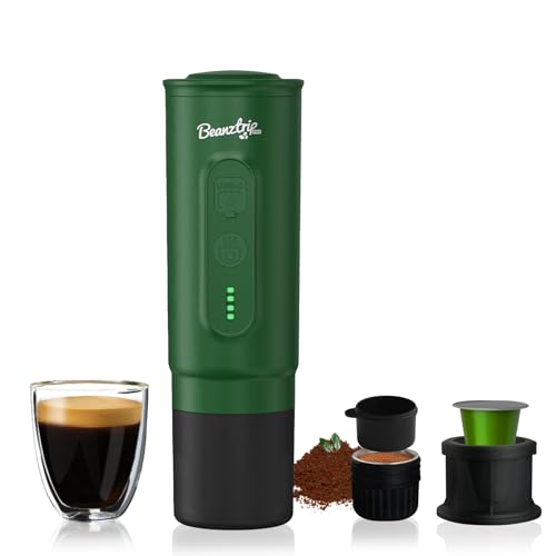 Image of Portable Electric Espresso Maker, 20 Bar Travel Coffee Machine for Camping, RV, Mini Self-Heating with USB-C, Suitable for Ground Coffee & NS Capsule, Hiking, Office (Green)