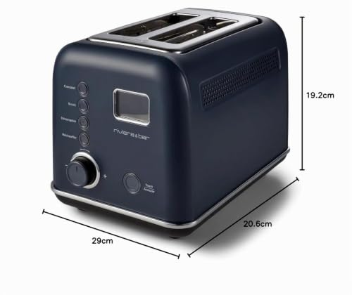 riviera&bar Grille-Pain Automatique Inox - 900W, 3 Programmes, 9 Niveaux de Brunissement - Écran LCD, 2 Fentes Extra-Larges - Fonctions Dorage, Réchauffage, Sécurité Optimale - Grey-Blue – vue 4