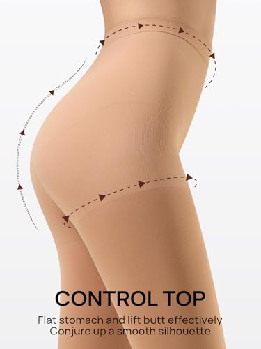 Image of MANZI Women's 2-6 Pairs Opaque Control Top Tights Comfort Stretch Pantyhose